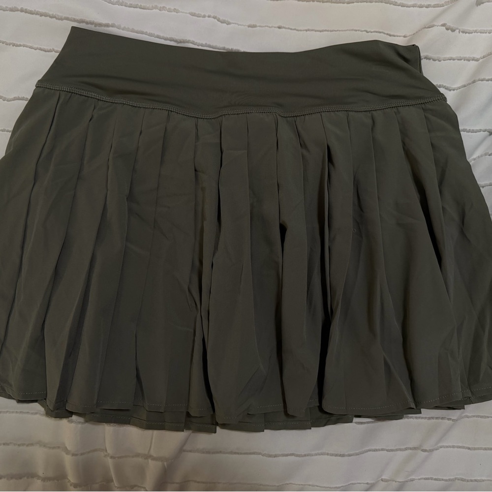 Olive Green Pleated Skirt